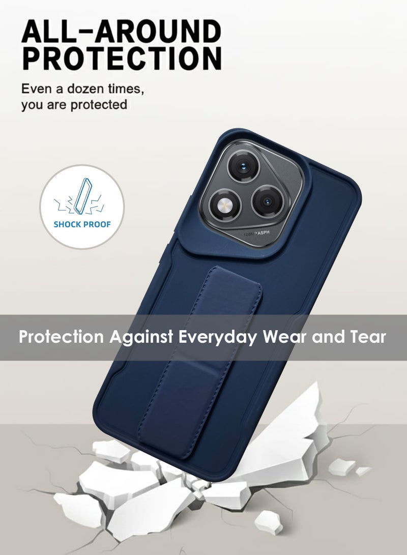 Honor 400 Lite Hand Grip Case Cover - Magnetic Hand Grip Holder & Kickstand Case For Honor 400 Lite - Strong Grip for Magnetic Car Holder, Stylish Silicone Case & Functional, Ultimate Convenience & Hands-Free Viewing - NavyBlue - Image 3